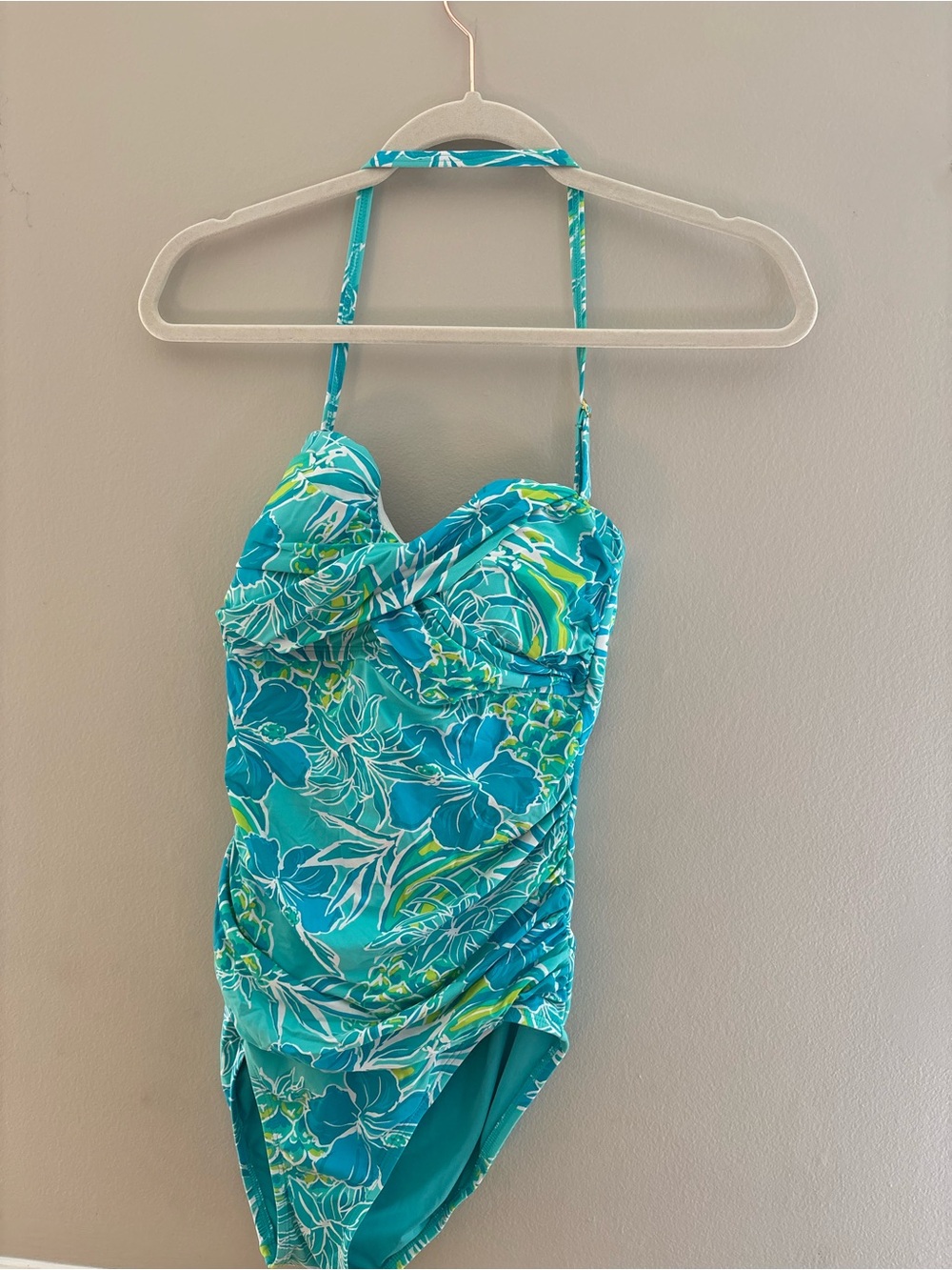 Blue Floral Girls' One-Piece Swimsuit - Teal Floral
